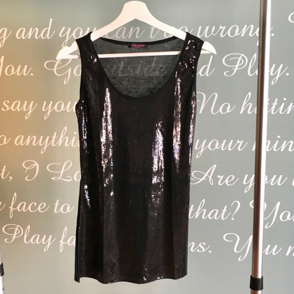 AMILLE & AMLLE BLACK SEQUIN TOP - Picture 1 of 3